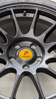 Preview: Center Cap yellow "P protrack" flat 56.5mm